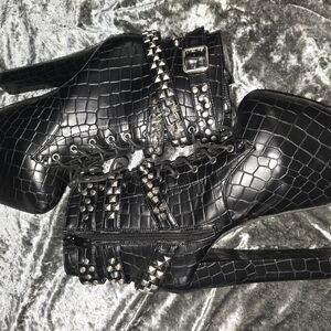 Black Studded Platform Ankle Boots